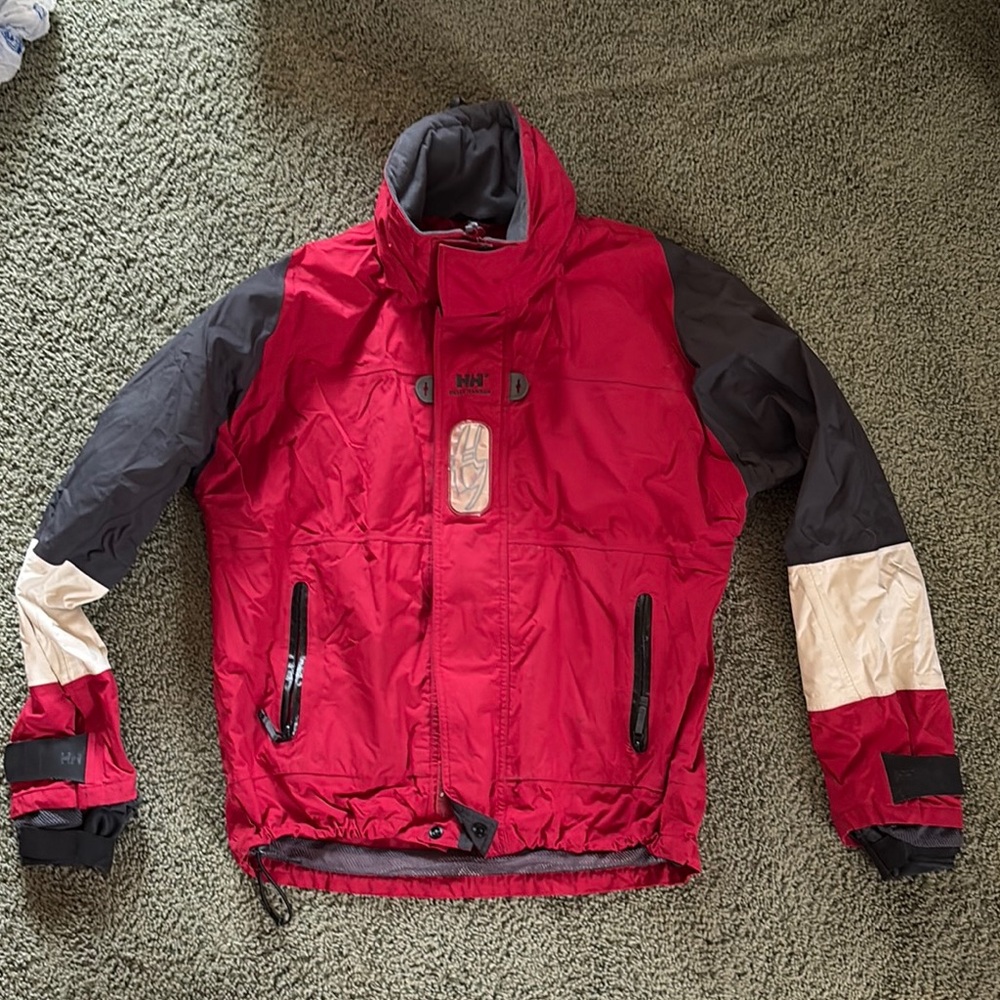 Helly Hansen Red and Gray Jacket with Cream Accents